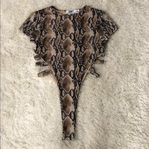 TigerMist cutout snake print bodysuit